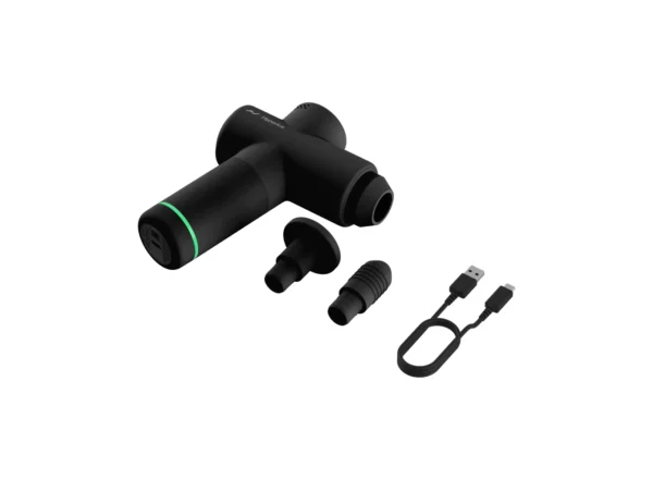 Hypervolt Go 2 de Hyperice con 2 cabezales adicionales y cable de carga USB-C