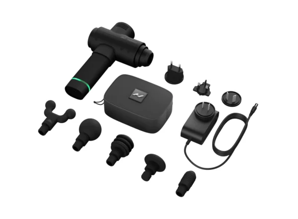 Hypervolt 2 de Hyperice con estuche, 5 cabezales, cargador y adaptadores de enchufe