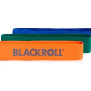 Set Blackroll Loop Band x3 — bandas naranja, verde y azul apiladas mostrando 3 niveles de resistencia