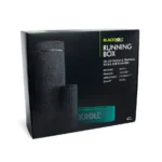 Caja de empaque del kit Blackroll Running Box, con el rodillo Slim y el texto Set of fascia and training tools for runners