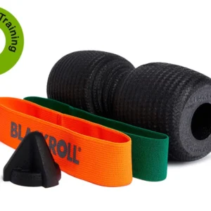 Set Blackroll Knee Box: Twin, Trigger negro y Loop Band naranja y verde, con ícono de Online Training incluido