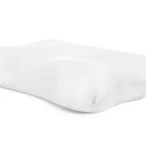 ALERTA -- foto posiblemente genérica, sin el ribete verde de marca que sí tienen las otras 10 fotos. Almohada de espuma viscoelástica blanca de forma ergonómica ondulada.