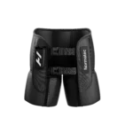 Vista frontal del wearable Normatec Elite Cadera sobre fondo blanco, con las cámaras infladas, hebillas de ajuste y el logo Hyperice en la unidad de control lateral