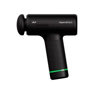 Hypervolt Go 3 de Hyperice en negro, vista lateral con cabezal redondo y mango compacto