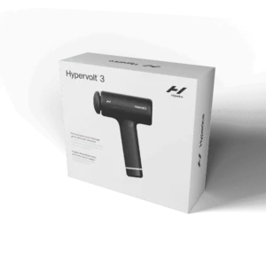 Caja de Hypervolt 3, pistola de masaje de percusión Hyperice con cabezal calefactado y estuche incluidos